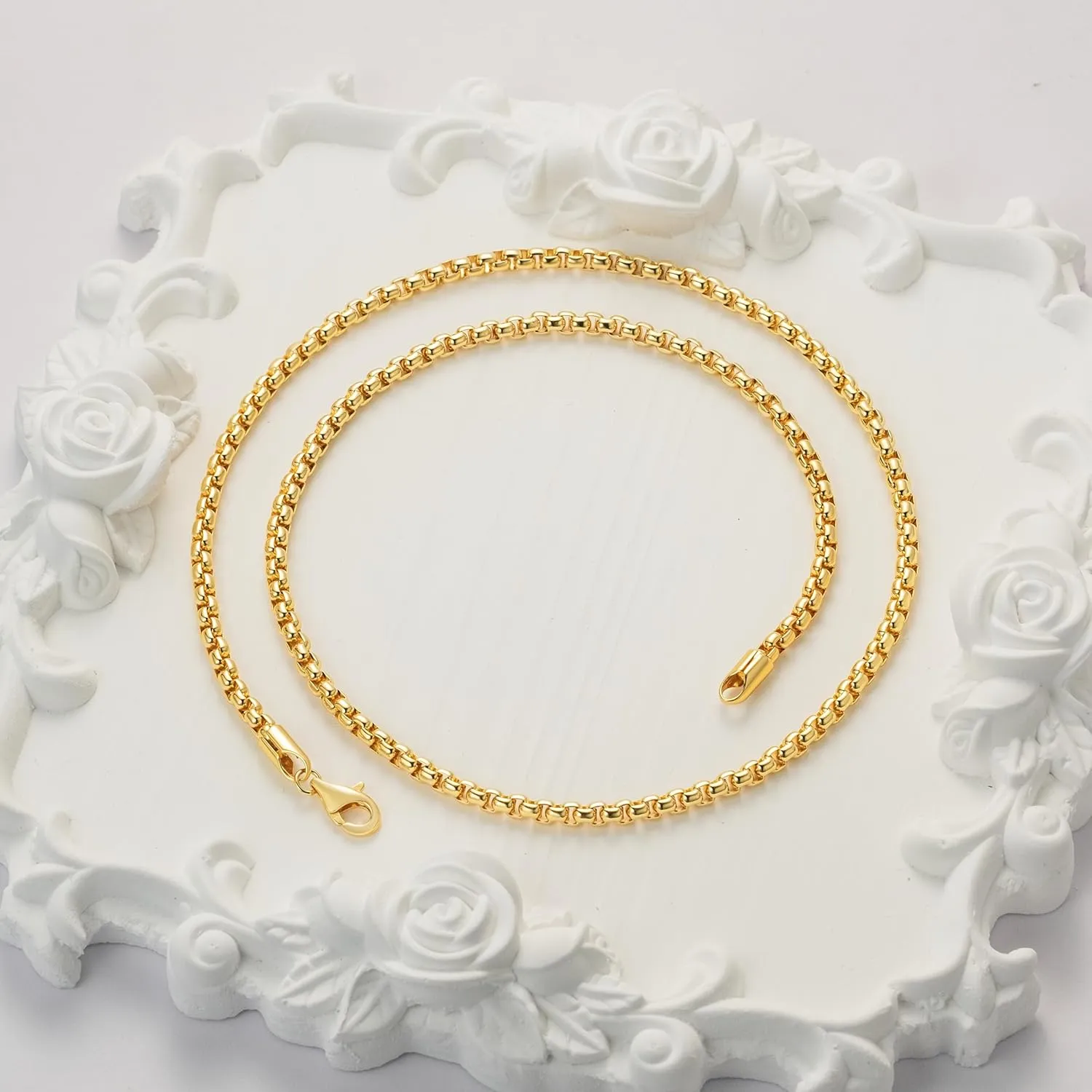 14K Gold Chain for Women Mens Necklace Chains 14K Gold Necklaces for Men Womens Necklaces 3.5mm Box Chain Necklace for Women Jewelry for Womens 16-30 in