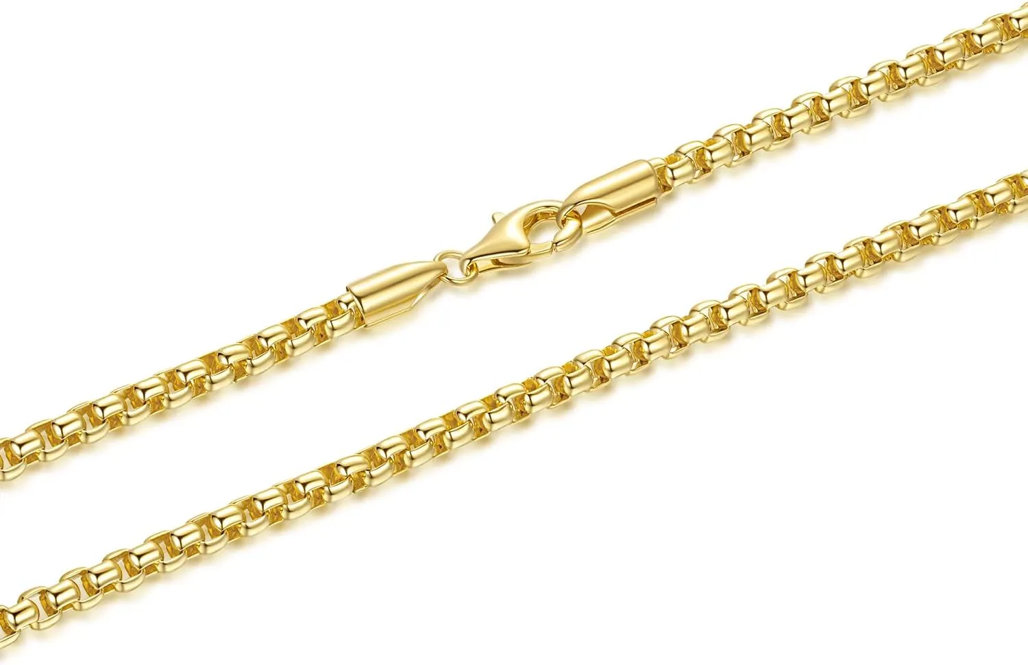 14K Gold Chain for Women Mens Necklace Chains 14K Gold Necklaces for Men Womens Necklaces 3.5mm Box Chain Necklace for Women Jewelry for Womens 16-30 in