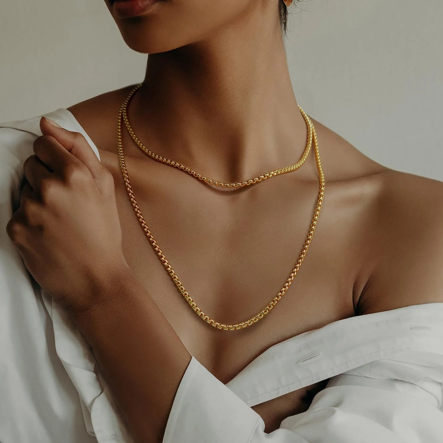 14K Gold Chain for Women Mens Necklace Chains 14K Gold Necklaces for Men Womens Necklaces 3.5mm Box Chain Necklace for Women Jewelry for Womens 16-30 in