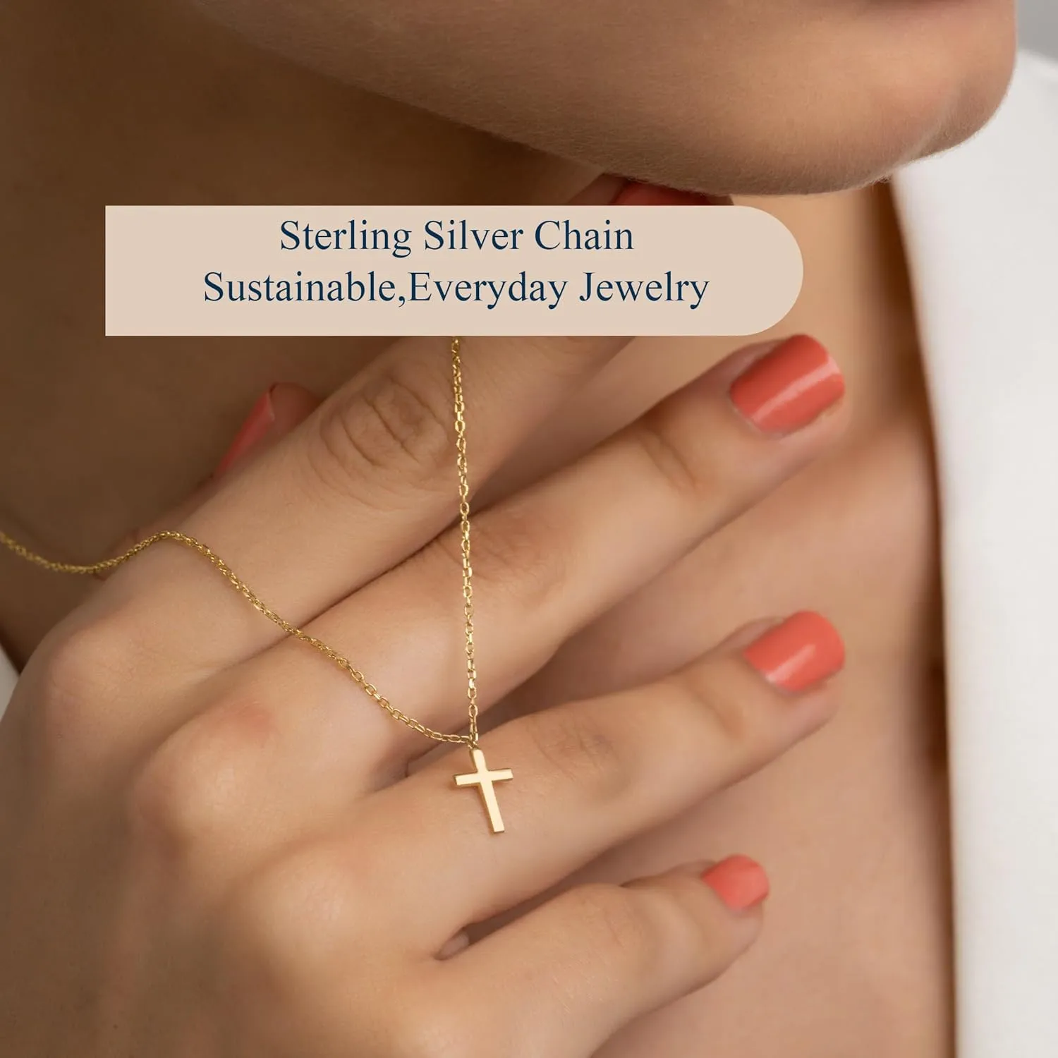 14K Gold Layered Cross Necklaces for Women,Tiny Small Sideways Cross Necklace Minimalist Christian Jewelry Gifts for Women Girls,2Pcs