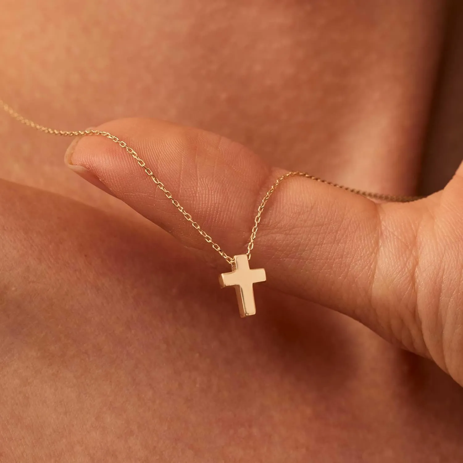 14K Gold Layered Cross Necklaces for Women,Tiny Small Sideways Cross Necklace Minimalist Christian Jewelry Gifts for Women Girls,2Pcs