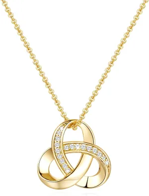 14K Gold Necklaces for Women Trendy Love Knot Infinity Interlocking Knot Necklaces Pendant Necklace for Women Diamond Necklace Adjustable in Length 18in
