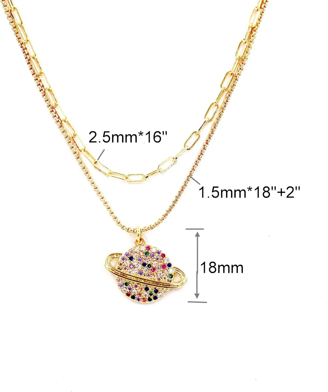 14K Gold Plated Cubic Zirconia Necklace Dainty Brass Chain Necklace for Women Gold Choker Necklace