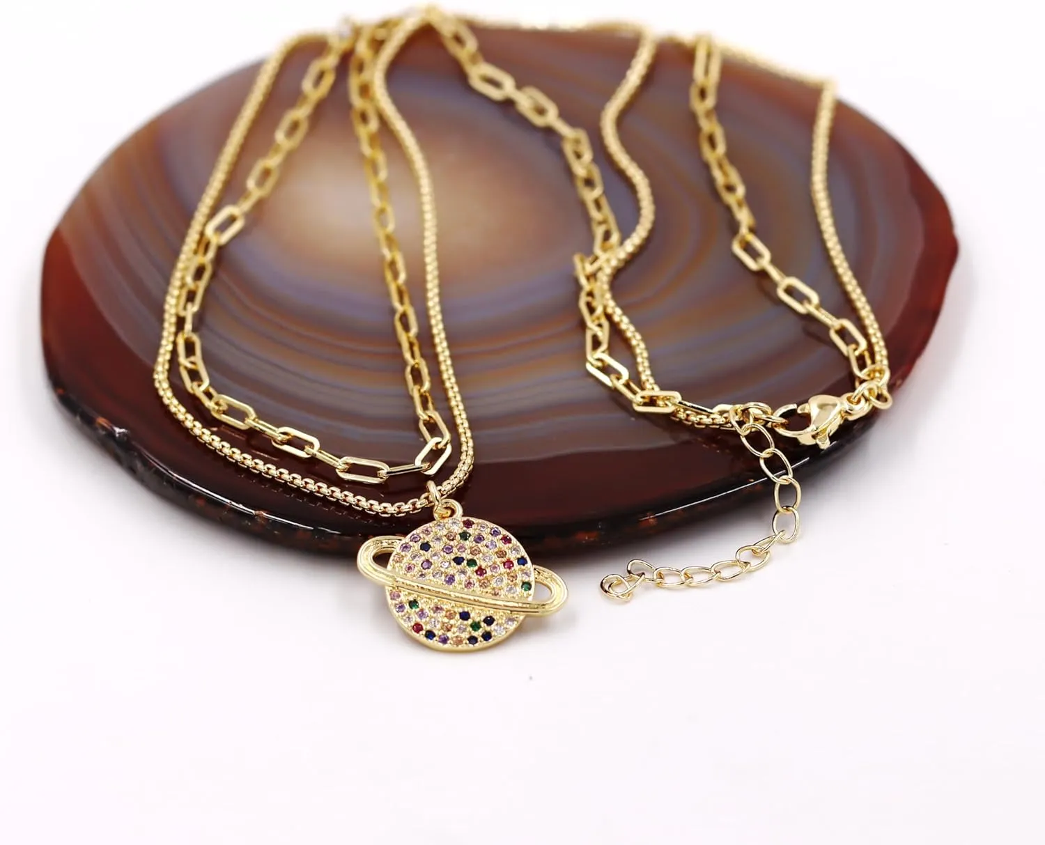 14K Gold Plated Cubic Zirconia Necklace Dainty Brass Chain Necklace for Women Gold Choker Necklace
