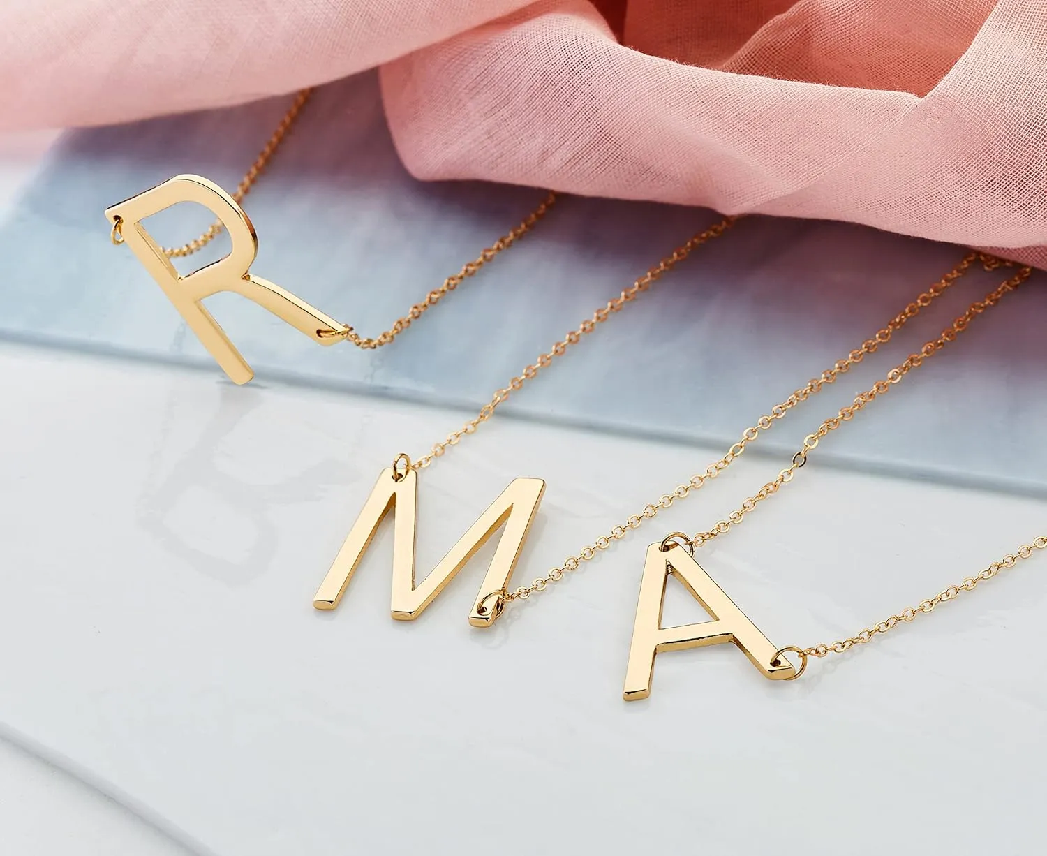 14K Gold Plated Initials Necklaces, Alphabet Pendant Letter A to Z Necklaces for Women with Gift Box | Adjustable Chain, Minimalist, Tiny Dainty Alphabet Choker Necklaces