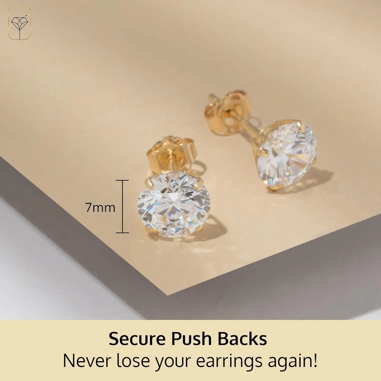 14k Gold Solitaire Round Cubic Zirconia Earrings Studs for Women & Men | Anti Tarnishing CZ Stud Earrings with 14k Gold Butterfly Pushbacks | 4MM-7.5MM by MAX   STONE
