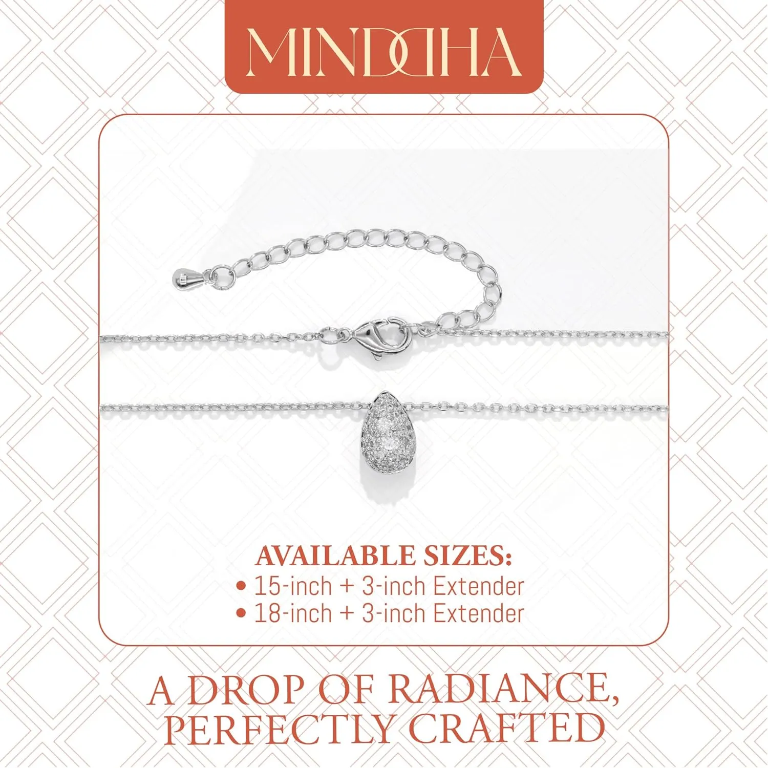14K/18K Gold Plated Teardrop Cubic Zirconia Pendant Necklace for Women | Elegant and Dainty Jewelry | Gold Plated Options | Perfect for Any Occassion or Gifts, 15-18 Inches   3 Inch extender