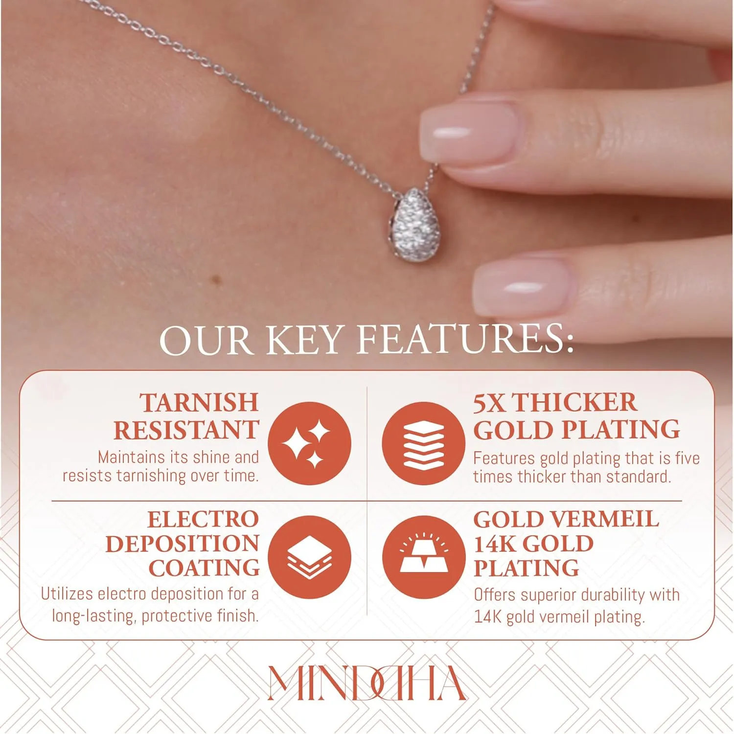 14K/18K Gold Plated Teardrop Cubic Zirconia Pendant Necklace for Women | Elegant and Dainty Jewelry | Gold Plated Options | Perfect for Any Occassion or Gifts, 15-18 Inches   3 Inch extender