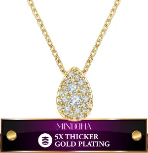 14K/18K Gold Plated Teardrop Cubic Zirconia Pendant Necklace for Women | Elegant and Dainty Jewelry | Gold Plated Options | Perfect for Any Occassion or Gifts, 15-18 Inches   3 Inch extender