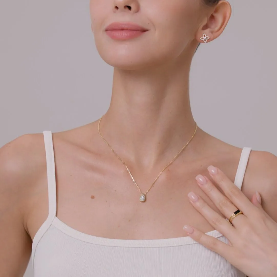 14K/18K Gold Plated Teardrop Cubic Zirconia Pendant Necklace for Women | Elegant and Dainty Jewelry | Gold Plated Options | Perfect for Any Occassion or Gifts, 15-18 Inches   3 Inch extender