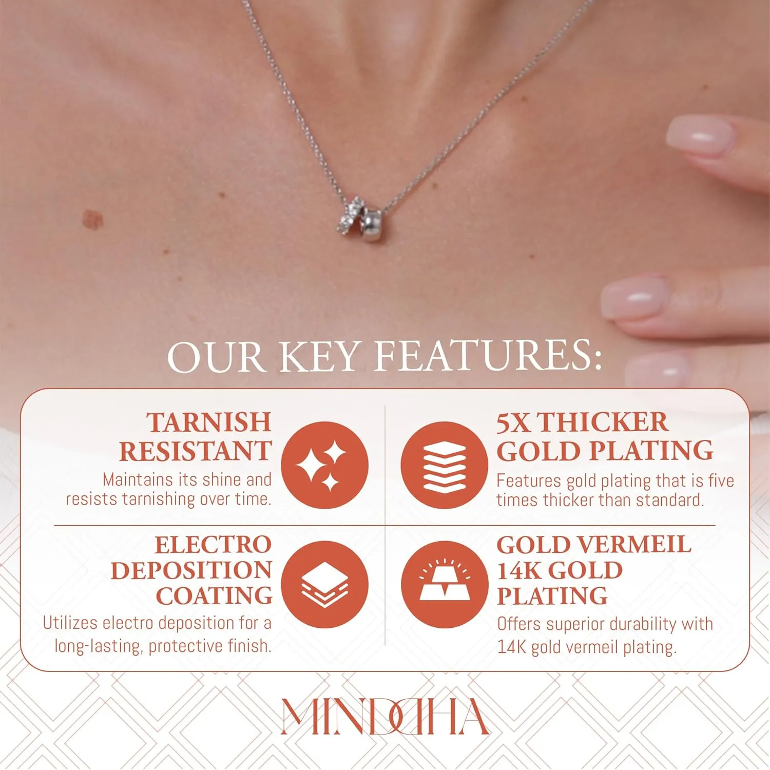 18K/14K White/Yellow Gold Plated Cubic Zirconia Rondelle Pendant Necklace | 8mm Diameter Two-Toned Dainty CZ Gold Pendant Necklaces for Women | Adjustable 15"-18" Sliding Chain   3" Extender