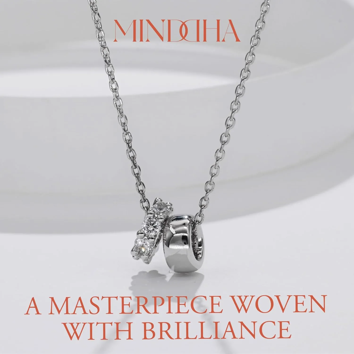 18K/14K White/Yellow Gold Plated Cubic Zirconia Rondelle Pendant Necklace | 8mm Diameter Two-Toned Dainty CZ Gold Pendant Necklaces for Women | Adjustable 15"-18" Sliding Chain   3" Extender