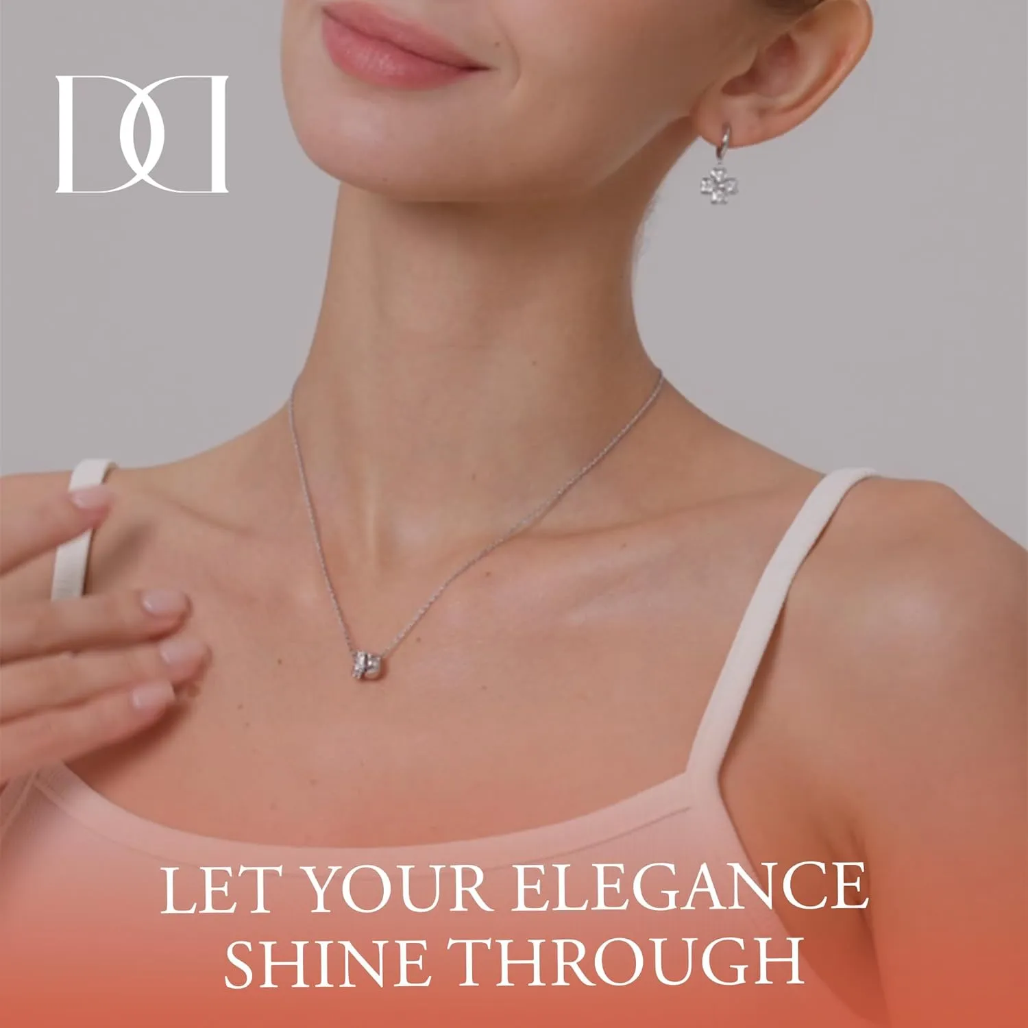 18K/14K White/Yellow Gold Plated Cubic Zirconia Rondelle Pendant Necklace | 8mm Diameter Two-Toned Dainty CZ Gold Pendant Necklaces for Women | Adjustable 15"-18" Sliding Chain   3" Extender