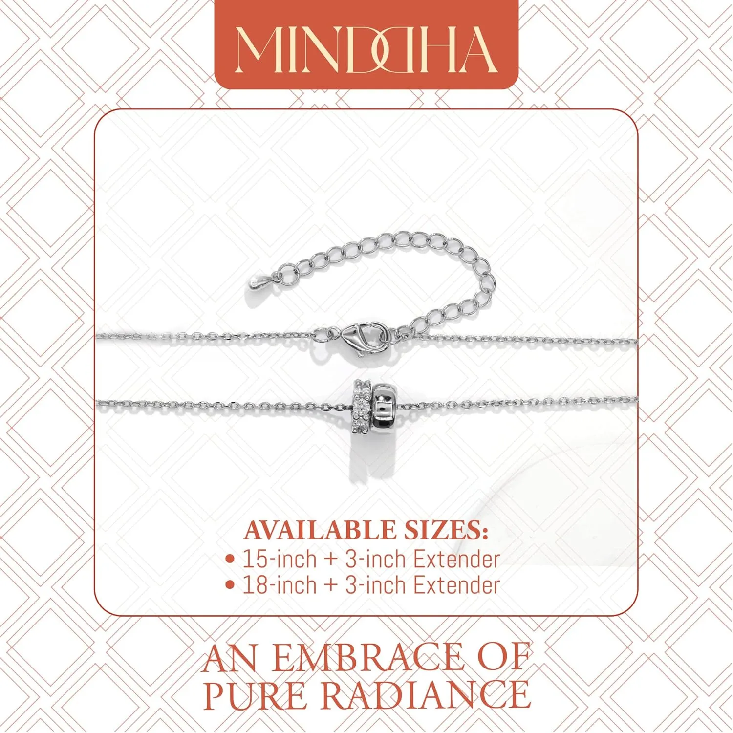 18K/14K White/Yellow Gold Plated Cubic Zirconia Rondelle Pendant Necklace | 8mm Diameter Two-Toned Dainty CZ Gold Pendant Necklaces for Women | Adjustable 15"-18" Sliding Chain   3" Extender