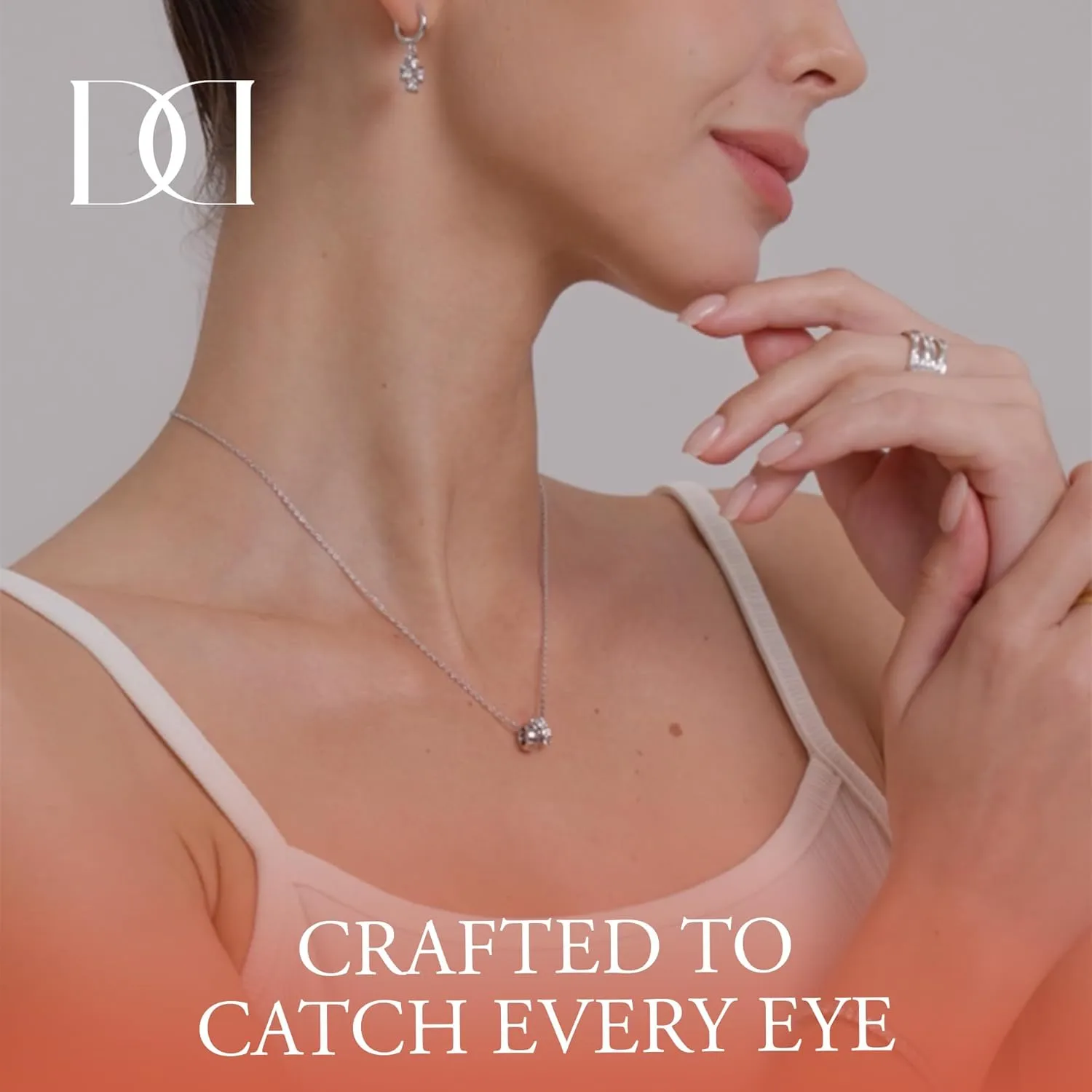 18K/14K White/Yellow Gold Plated Cubic Zirconia Rondelle Pendant Necklace | 8mm Diameter Two-Toned Dainty CZ Gold Pendant Necklaces for Women | Adjustable 15"-18" Sliding Chain   3" Extender