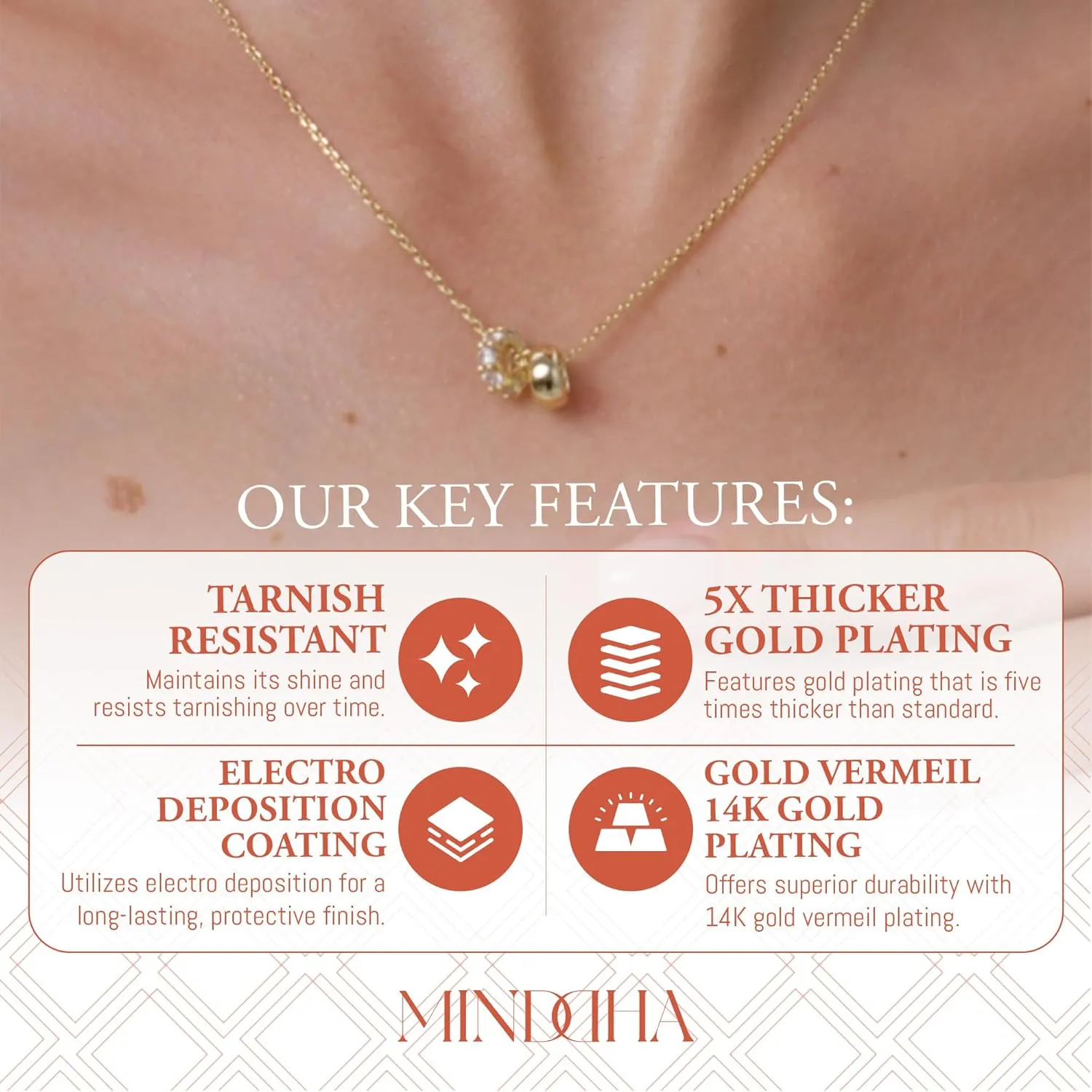 18K/14K White/Yellow Gold Plated Cubic Zirconia Rondelle Pendant Necklace | 8mm Diameter Two-Toned Dainty CZ Gold Pendant Necklaces for Women | Adjustable 15"-18" Sliding Chain   3" Extender