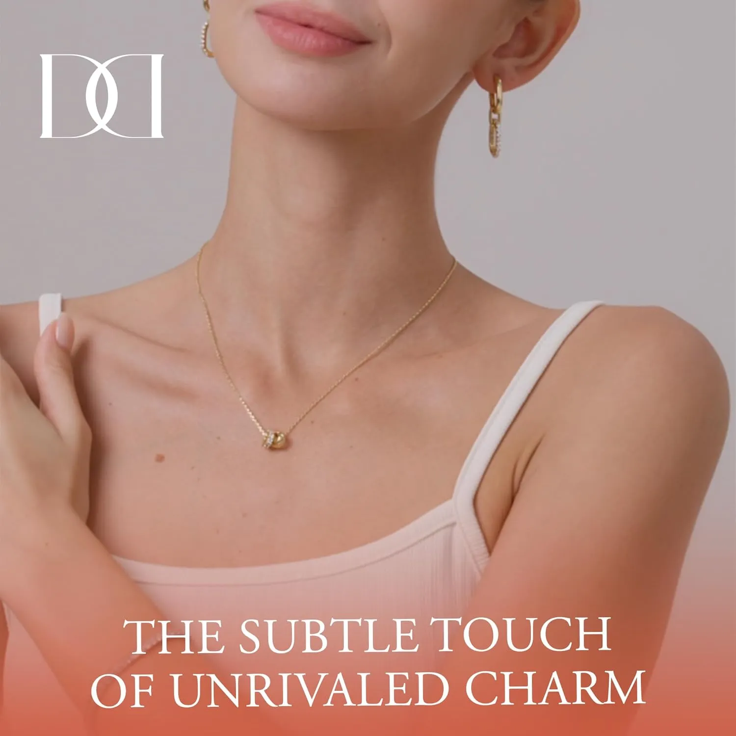 18K/14K White/Yellow Gold Plated Cubic Zirconia Rondelle Pendant Necklace | 8mm Diameter Two-Toned Dainty CZ Gold Pendant Necklaces for Women | Adjustable 15"-18" Sliding Chain   3" Extender