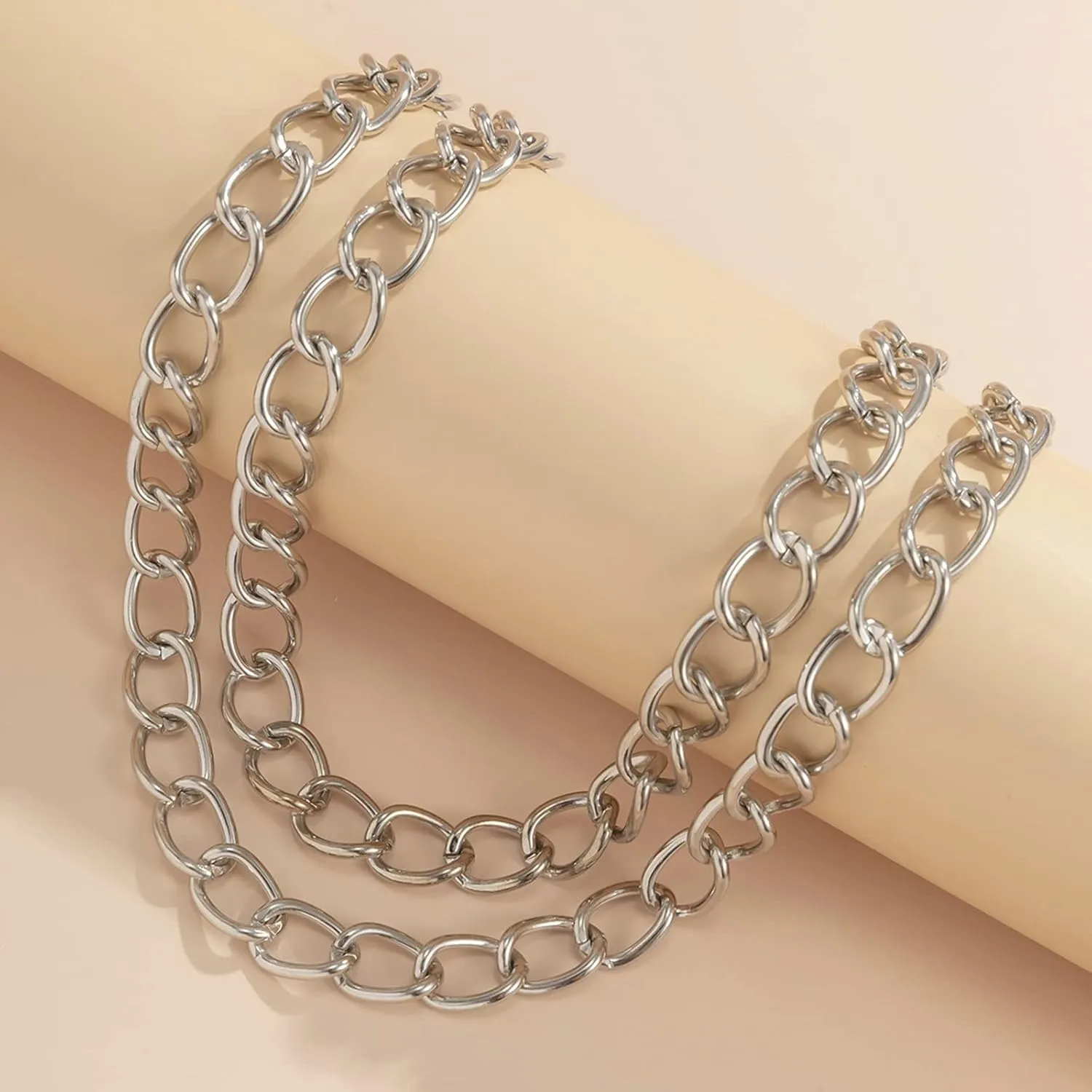 2 Layer Layered Chain Necklaces for Women, Simple Rolo Chain Layer Necklaces for Women Gold