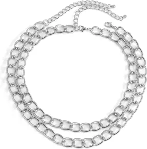 2 Layer Layered Chain Necklaces for Women, Simple Rolo Chain Layer Necklaces for Women Gold