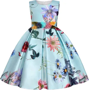 2 to 10 Years Toddler Mini Dress Kids Toddler Baby Girls Spring Summer Print Floral Ruffle Sleeveless Dress