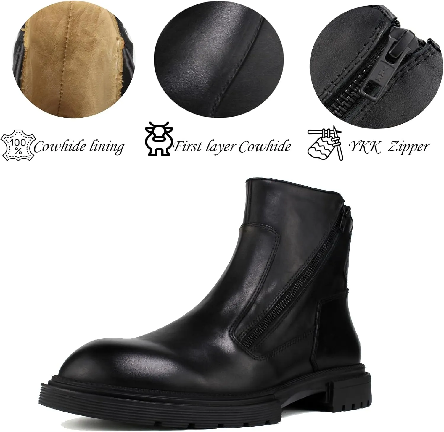 2025 Men's Premium Chelsea Boots - Slip-Resistant Rubber Sole, Full-Grain Leather & YKK Zipper, Breathable OrthoLite Insole | Business Casual Ankle Boots with Anti-Odor Technology