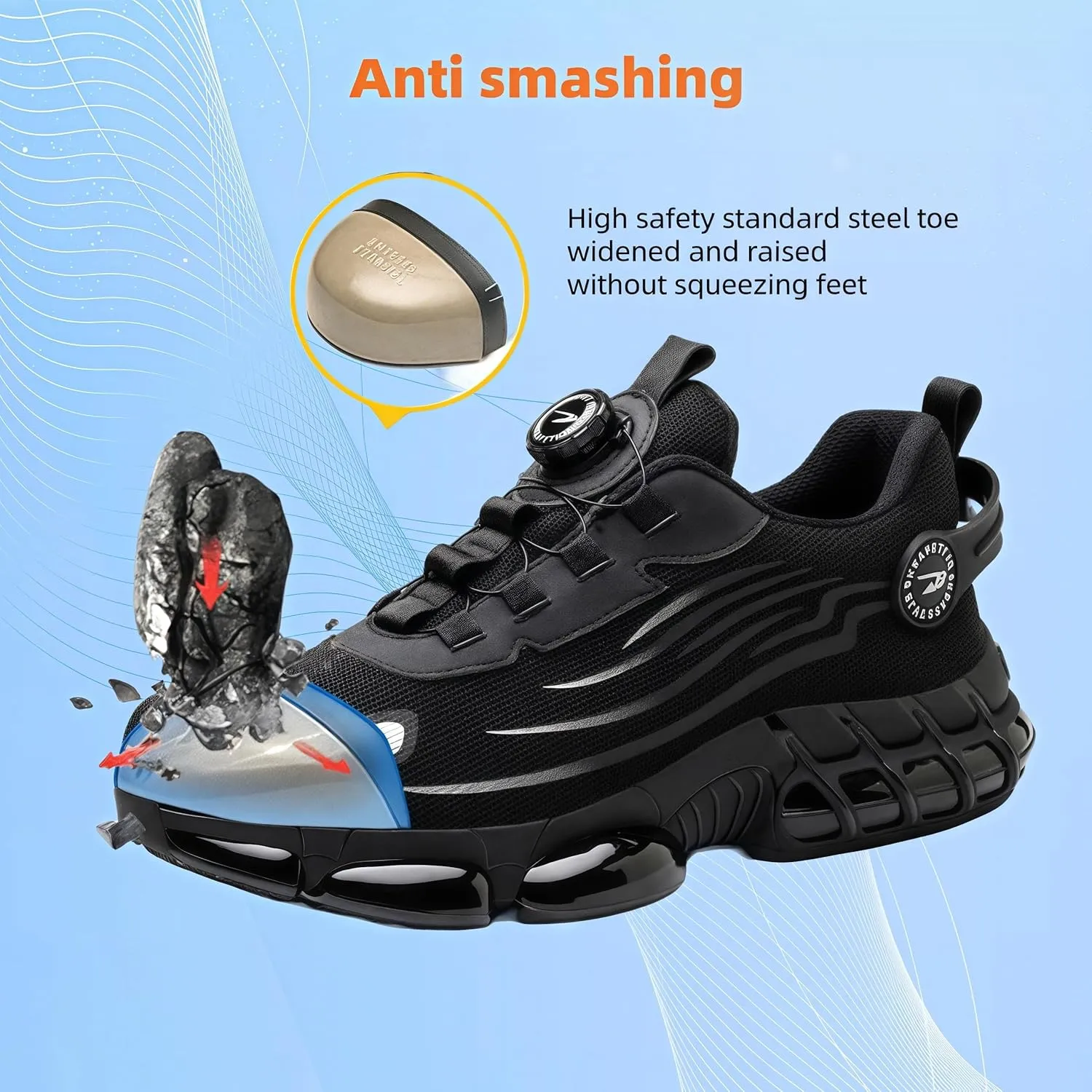 2025 New Steel Toe Shoes for Men Women,Puncture Proof Steel Toe Sneakes,High Elasticity Shock Absorption Air Cushion Shoes, Lightweight, Soft, Breathable