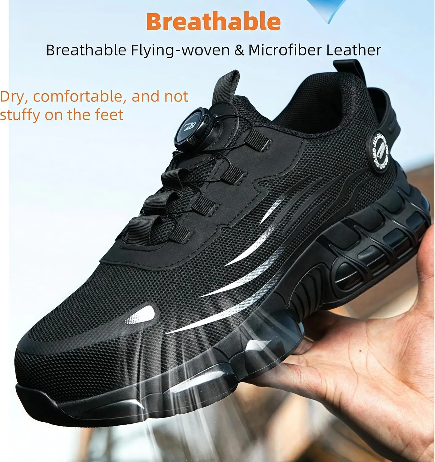 2025 New Steel Toe Shoes for Men Women,Puncture Proof Steel Toe Sneakes,High Elasticity Shock Absorption Air Cushion Shoes, Lightweight, Soft, Breathable