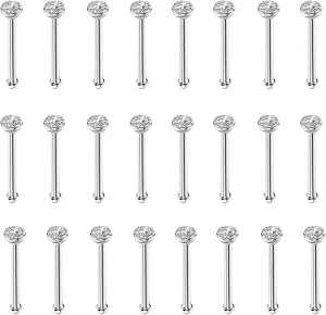 24-60pcs Nose Rings, Nose Studs, 18G-23G (1.5mm 1.8mm 2mm 2.5mm 3.0mm)