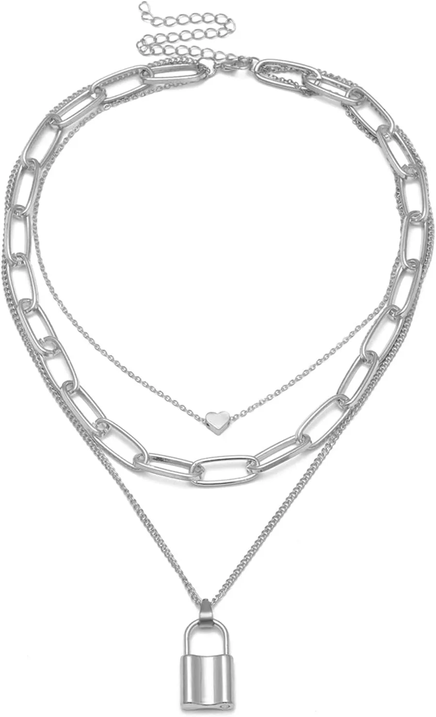 3 Layer Boho Necklaces for Women , Link Chain Pendnat Layered Gold Necklaces for Women Long