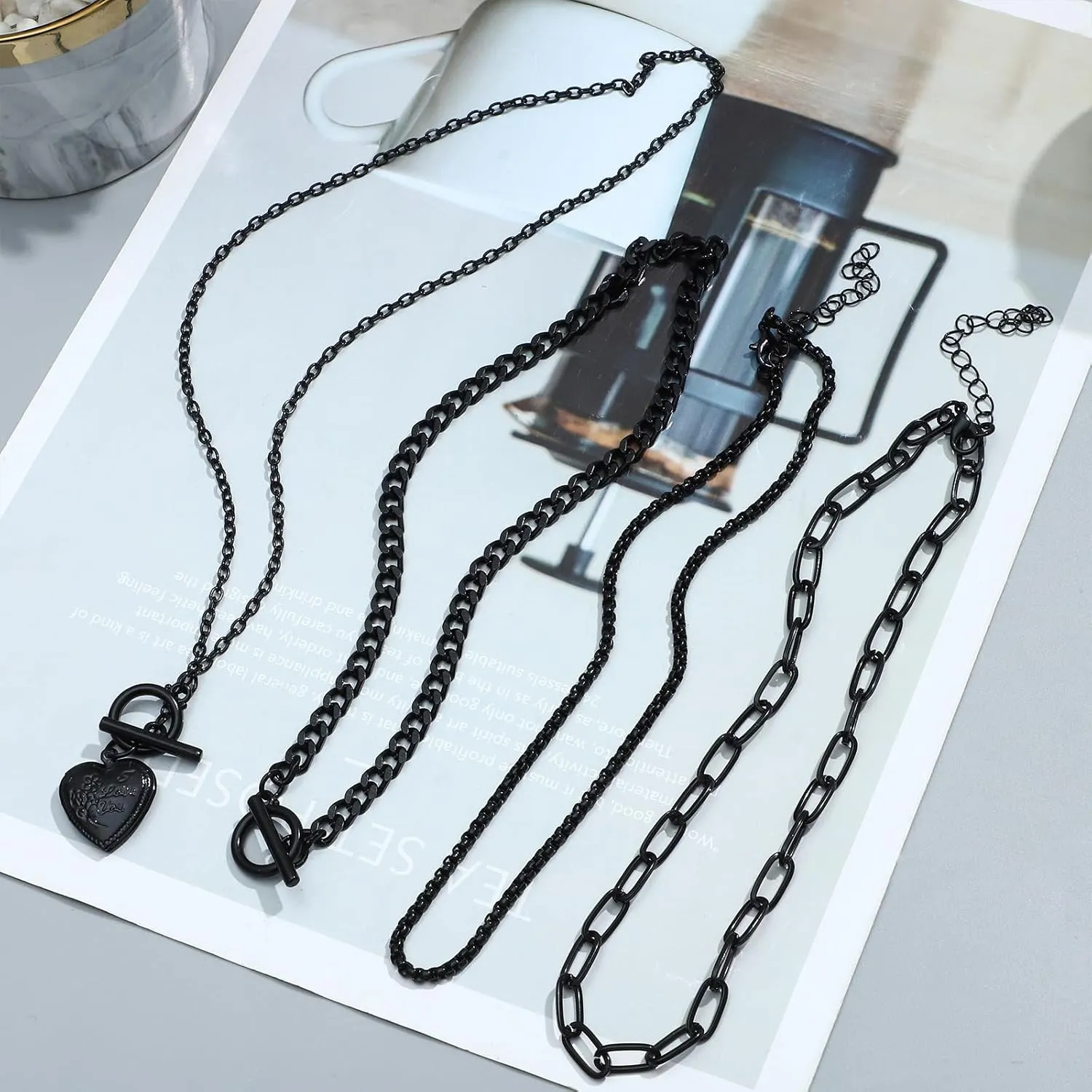 3 Pieces Gold Necklaces for Women Gold Chain Link Necklace Paperclip Choker Necklaces Chunky Necklace for Women