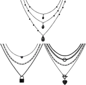 3 Pieces Gold Necklaces for Women Gold Chain Link Necklace Paperclip Choker Necklaces Chunky Necklace for Women