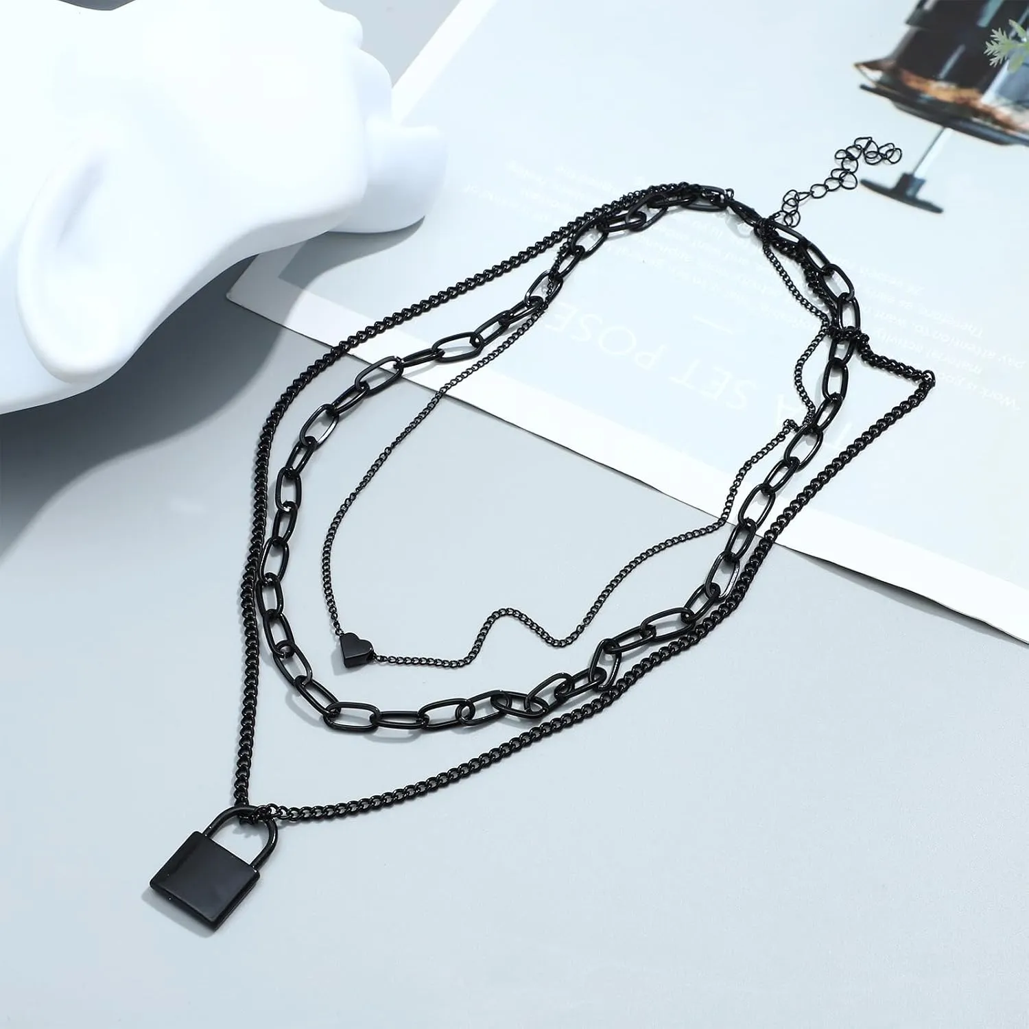 3 Pieces Gold Necklaces for Women Gold Chain Link Necklace Paperclip Choker Necklaces Chunky Necklace for Women