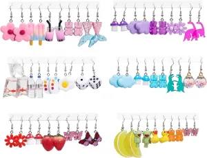 30 Pairs Weird Earrings for Women Multipack, Cute Earrings Set Earring Funny Earring Gummy Bear Earrings Mushroom Earrings Bulk
