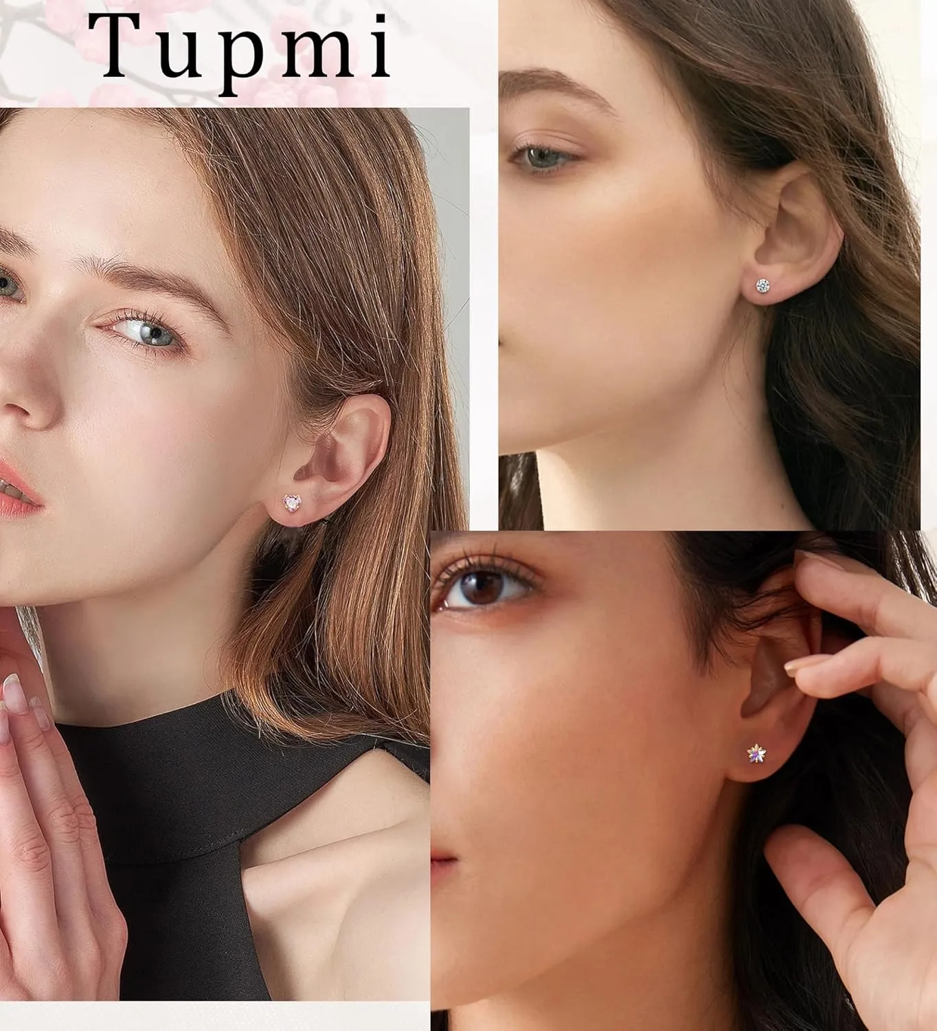 4Pairs Hypoallergenic Flat Back Earrings for Women Stainless Steel Cartilage Earrings Flat Back Heart Star Flower Handmade Screw Back Earrings for Sensitive Skin Nap Earrings Gold StyleB