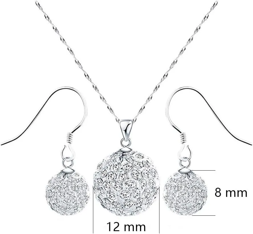 925 Sterling Silver Created Crystal Pendant & Earrings Set | Women's Jewelry Sets | Silver Jewelry Set for Women | Necklace and Earring Set | Women Jewelry Sets