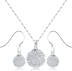 925 Sterling Silver Created Crystal Pendant & Earrings Set | Women's Jewelry Sets | Silver Jewelry Set for Women | Necklace and Earring Set | Women Jewelry Sets