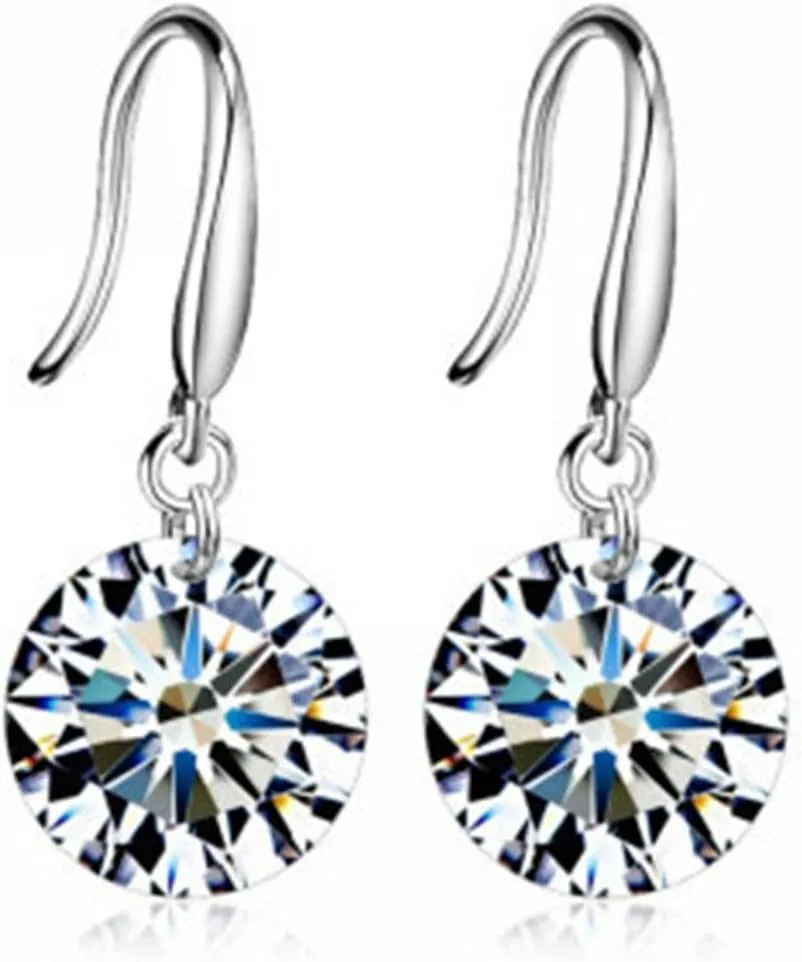 925 Sterling Silver Earings Dangle Shiny Cubic Zirconia Studs Hypoallergenic for Women | Earrings for Women Trendy | Dangling Earrings for Women | Silver Drop Earrings | Sterling Silver Jewelry