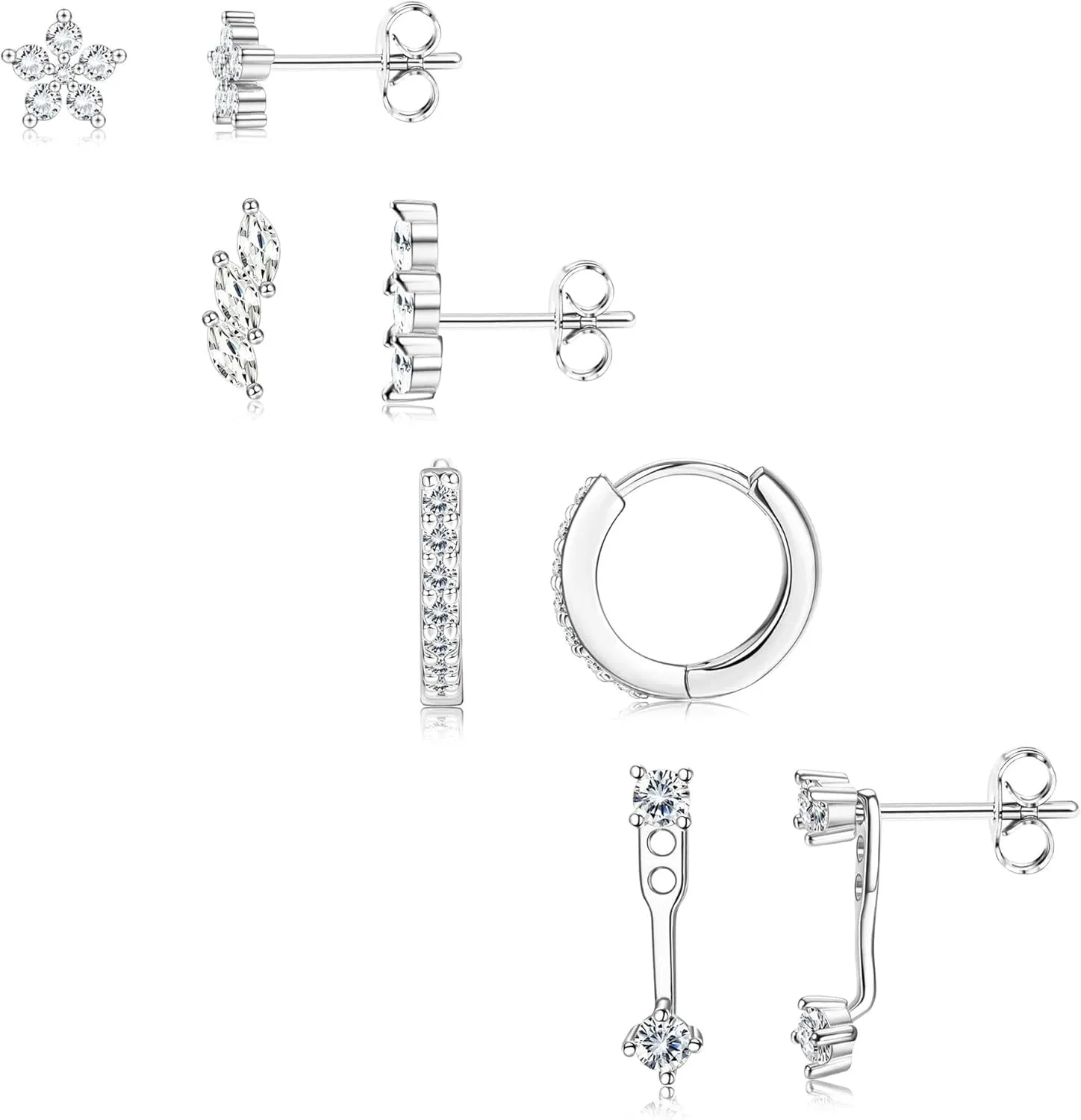 925 Sterling Silver Earrings for Women Trendy - 14K Gold Plated Earrings Set for Multiple Piercing Hypoallergenic Earrings Stacks for Sensitive Ears Dainty Gold Cartilage Earring Studs Pack Small Tragus Helix Cartilage Piercing Jewelry
