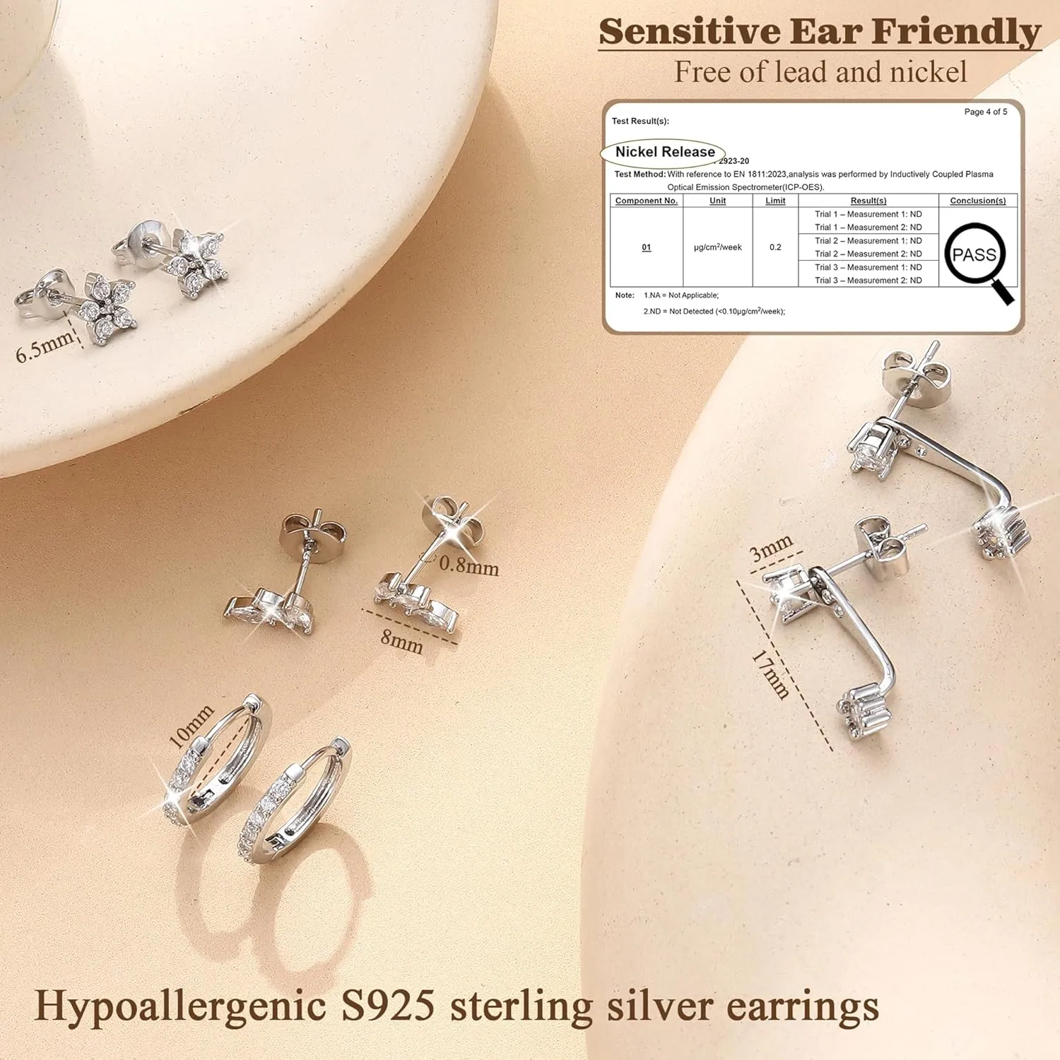 925 Sterling Silver Earrings for Women Trendy - 14K Gold Plated Earrings Set for Multiple Piercing Hypoallergenic Earrings Stacks for Sensitive Ears Dainty Gold Cartilage Earring Studs Pack Small Tragus Helix Cartilage Piercing Jewelry