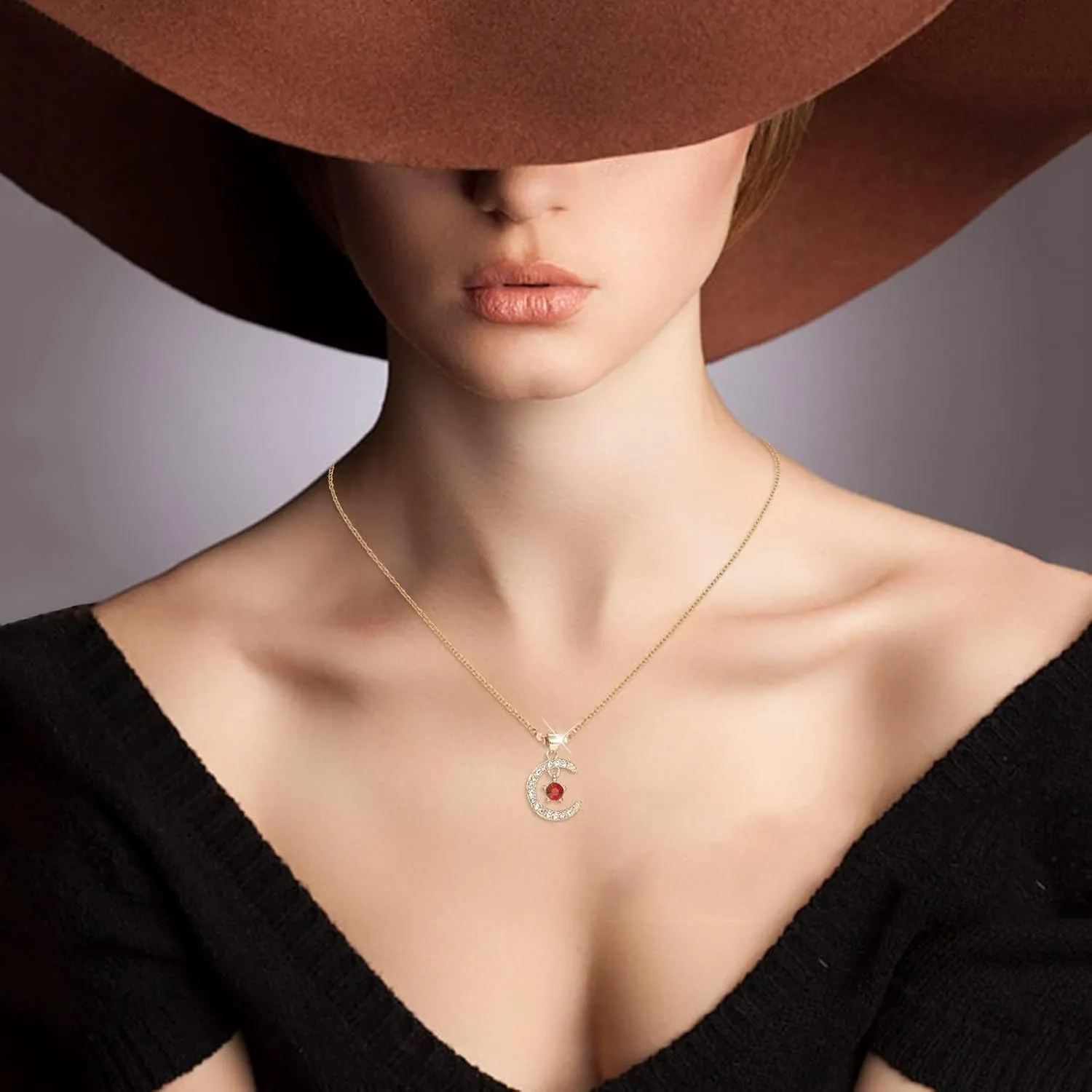 925 Sterling Silver Faith Necklace for Women,Twelve Months Moon Shaped Pendants Chain Xmas Birthday Mothers Day Jewelry Gifts