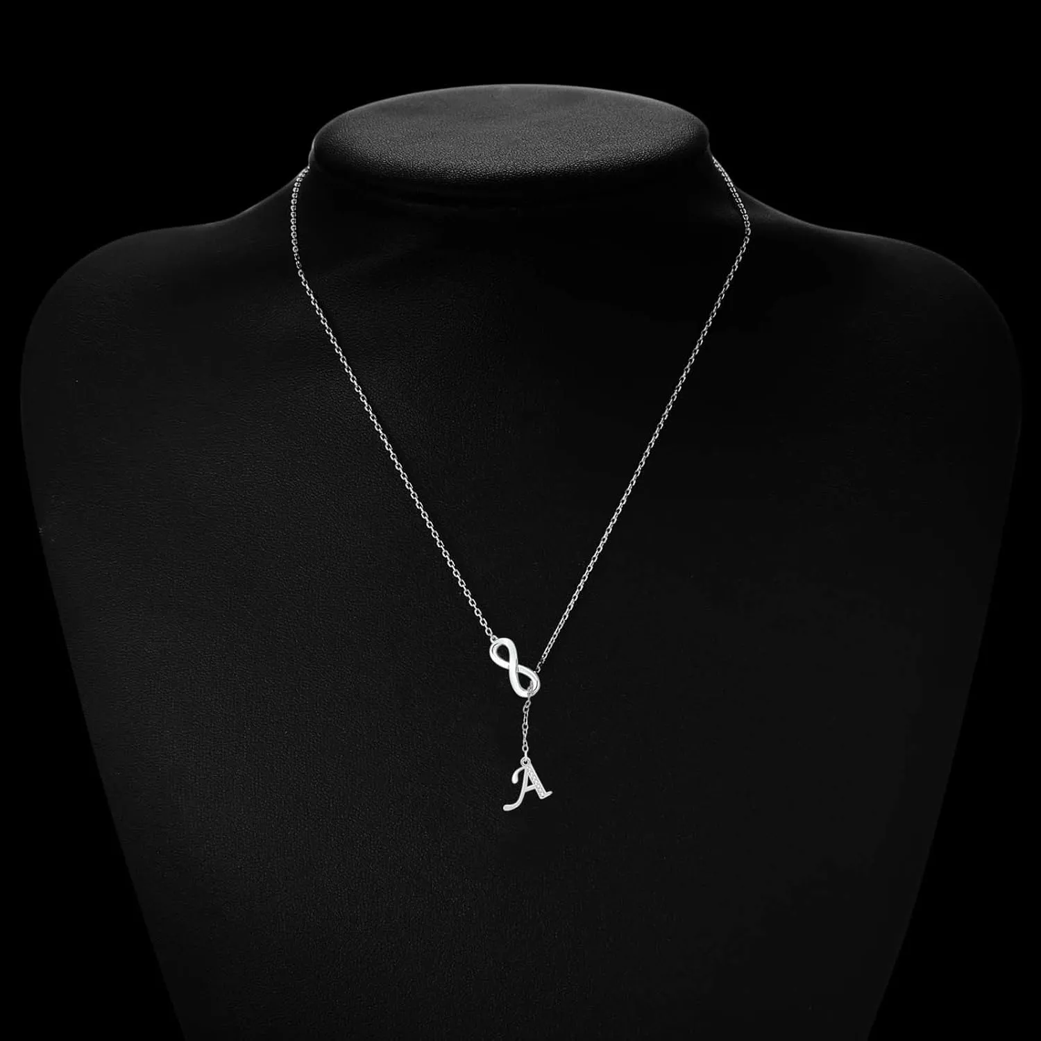 925 Sterling Silver Initial Necklaces for Lady,Mother's Day Jewelry Gift Dainty 8 Shaped Tassel Silver Letter Chain for Women