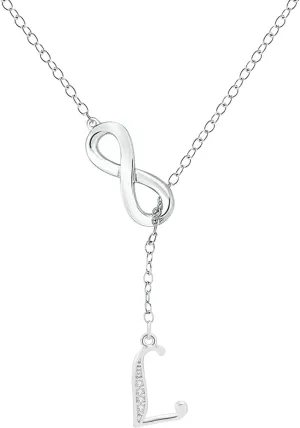 925 Sterling Silver Initial Necklaces for Lady,Mother's Day Jewelry Gift Dainty 8 Shaped Tassel Silver Letter Chain for Women