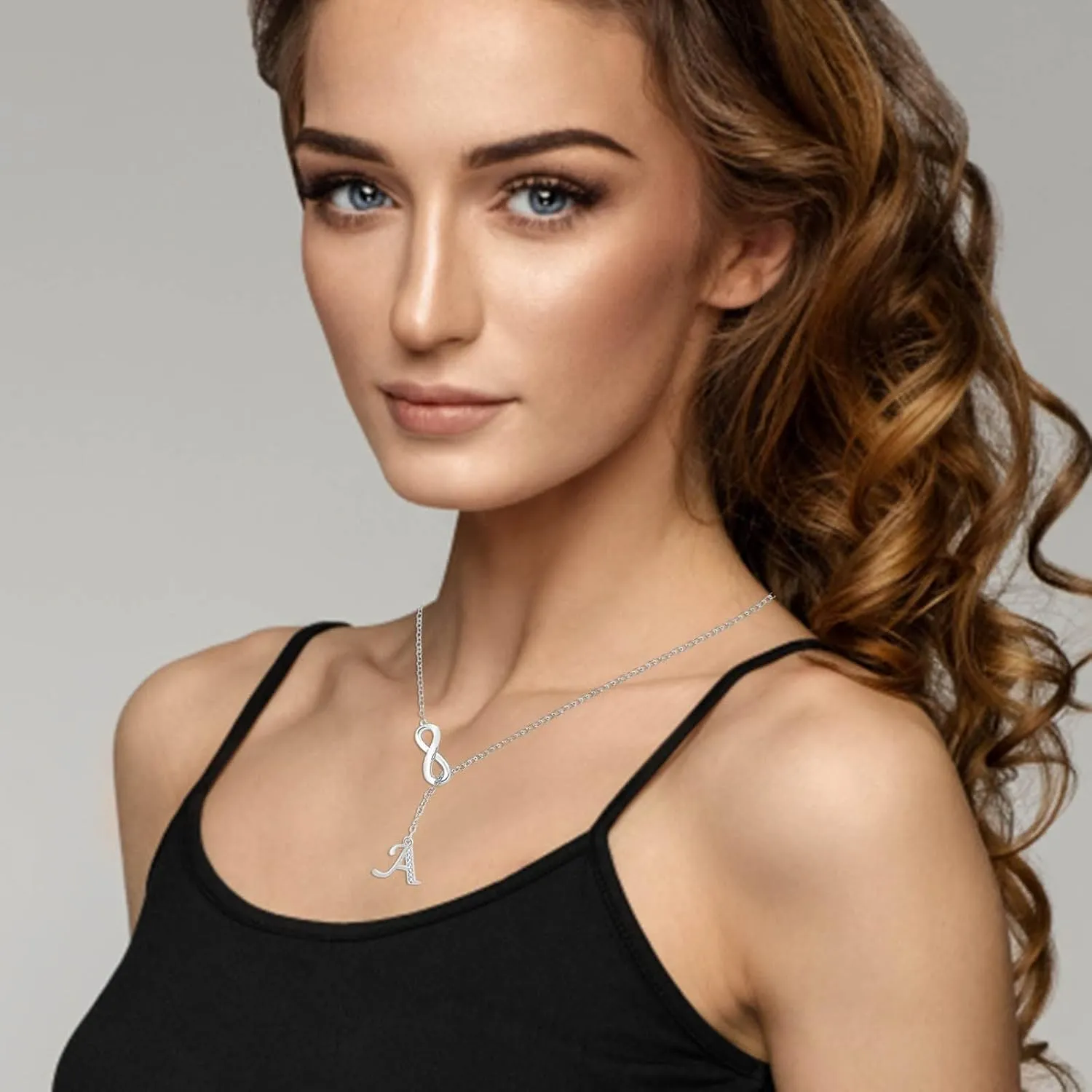 925 Sterling Silver Initial Necklaces for Lady,Mother's Day Jewelry Gift Dainty 8 Shaped Tassel Silver Letter Chain for Women
