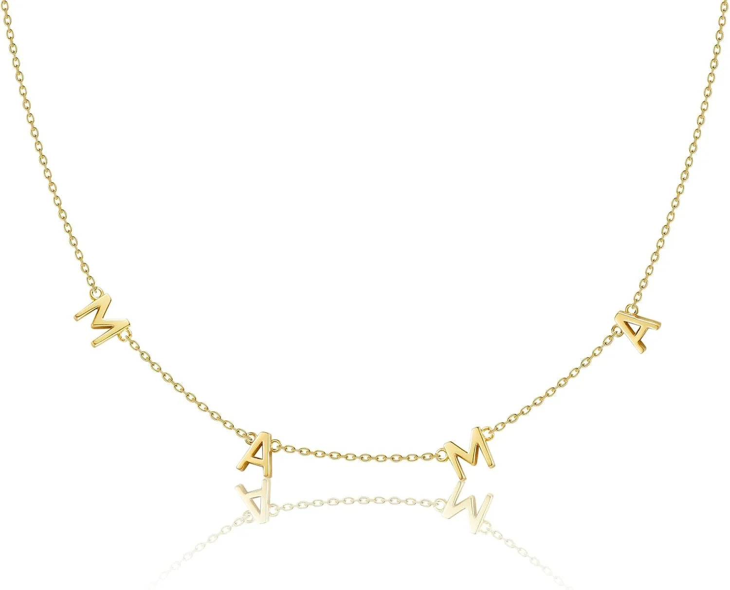 925 Sterling Silver Mama Necklace Gold Custom Letter Necklace for Mom Grandmom Dainty 14K Gold Plated Personalized Name Necklace Chains Mom Pandent Necklace for Women Birthday Jewelry Gifts