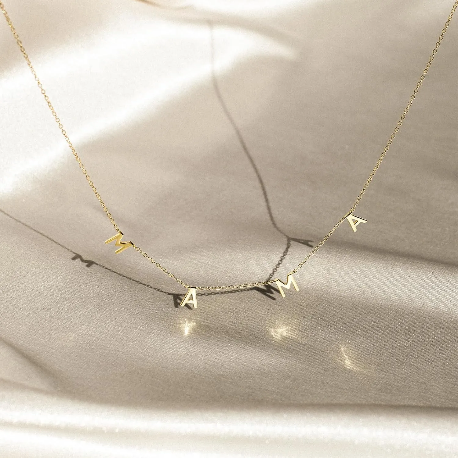 925 Sterling Silver Mama Necklace Gold Custom Letter Necklace for Mom Grandmom Dainty 14K Gold Plated Personalized Name Necklace Chains Mom Pandent Necklace for Women Birthday Jewelry Gifts