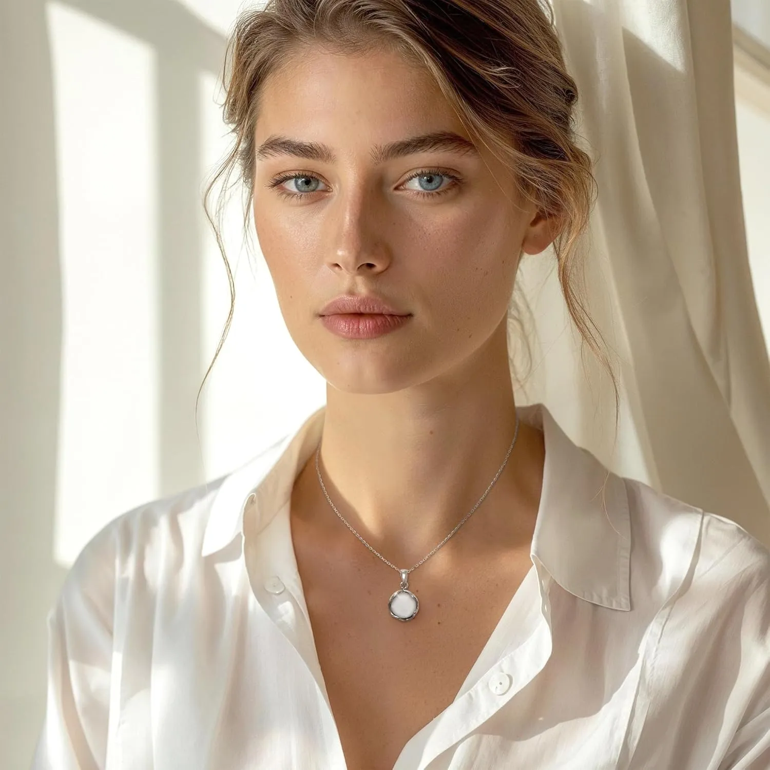925 Sterling Silver Moonstone Necklace Women - Moonstone Pendant Necklace Silver- June Birthstone Necklace - Silver Jewelry for Women- Minimalist Jewelry- Birthstone Necklaces