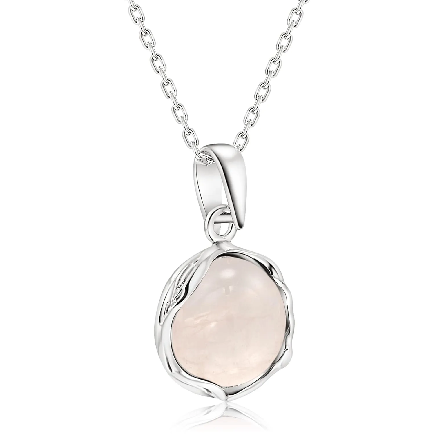 925 Sterling Silver Rose Quartz Necklace Women - Rose Quartz Pendant Necklace Silver- October Birthstone Necklace - Silver Jewelry for Women- Minimalist Jewelry- Birthstone Necklaces
