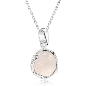 925 Sterling Silver Rose Quartz Necklace Women - Rose Quartz Pendant Necklace Silver- October Birthstone Necklace - Silver Jewelry for Women- Minimalist Jewelry- Birthstone Necklaces
