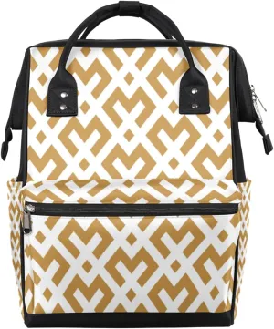 Abstract Geometric Pattern Diaper Bag Tote Large Capacity Waterproof with Adjustable Shoulder Strap and Pram Straps Mommy Bag for Hospital Beach Weekender Travel