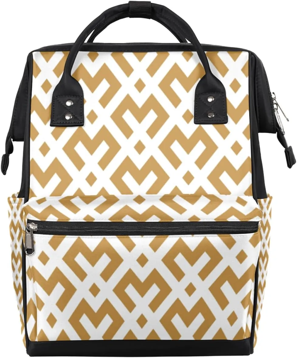 Abstract Geometric Pattern Diaper Bag Tote Large Capacity Waterproof with Adjustable Shoulder Strap and Pram Straps Mommy Bag for Hospital Beach Weekender Travel